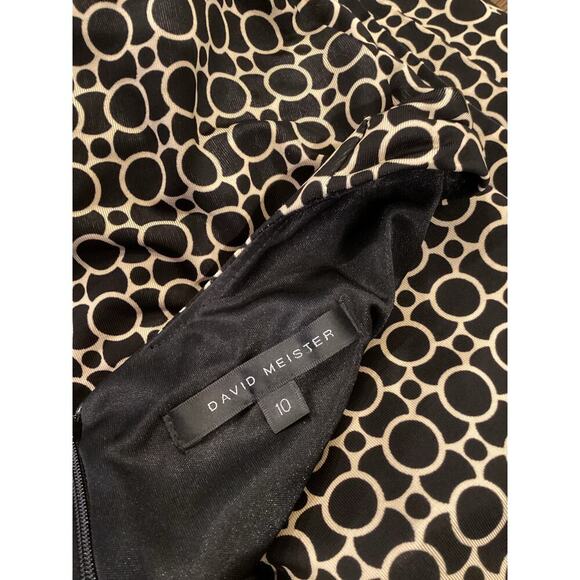 David Meister geo print Sheath a line Dress 3/4 Sleeve Front Tie Knee Length 10 - Picture 4 of 9